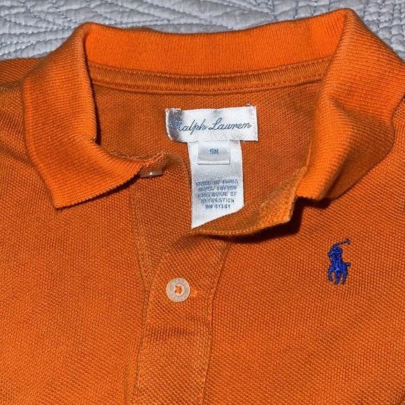Ralph Lauren baby one Piece Orange with navy logo. 9 months. Shortall - Picture 4 of 4